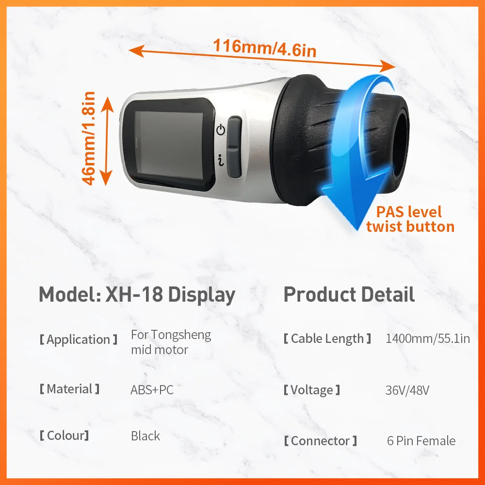 Ebike Dsiplay TSDZ2 TSDZ2B XH18-LCD 6pin LCD Display for TONGSHENG Mid Drive Motor Electric E Bike Bicycle Conversion Kit