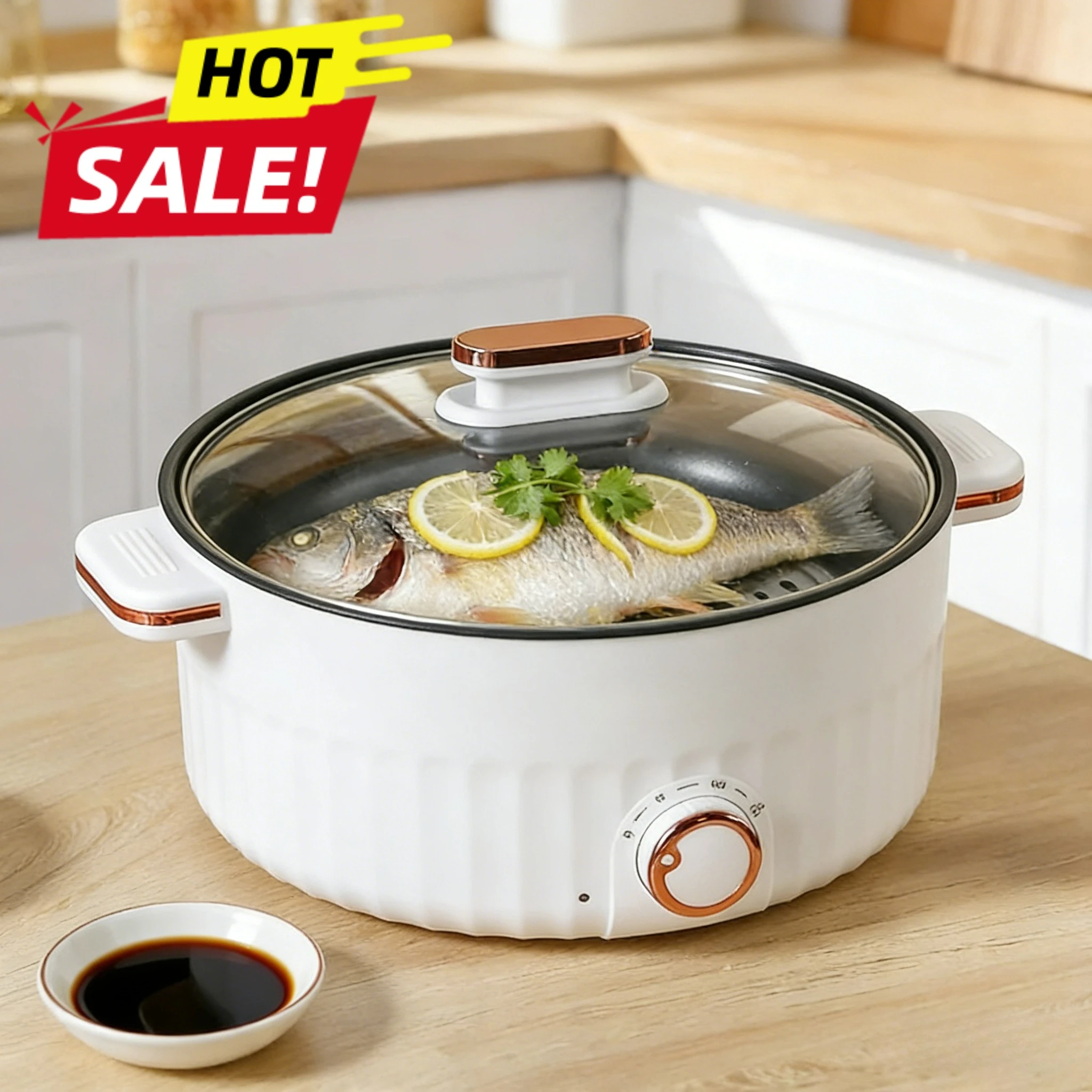 

Electric Portable Multifunctional Cooker Household Double Layer Hot Pot Mini Non Stick Cookware for Kitchen and Home Appliance