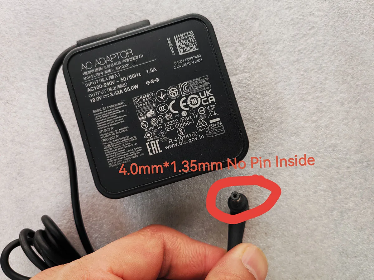 

OEM Genuine For Asus 65W 19V 3.42A Laptop AC Power Adapter 4.0mm tip AD10500 For Asus Vivobook 15 X513E Laptop