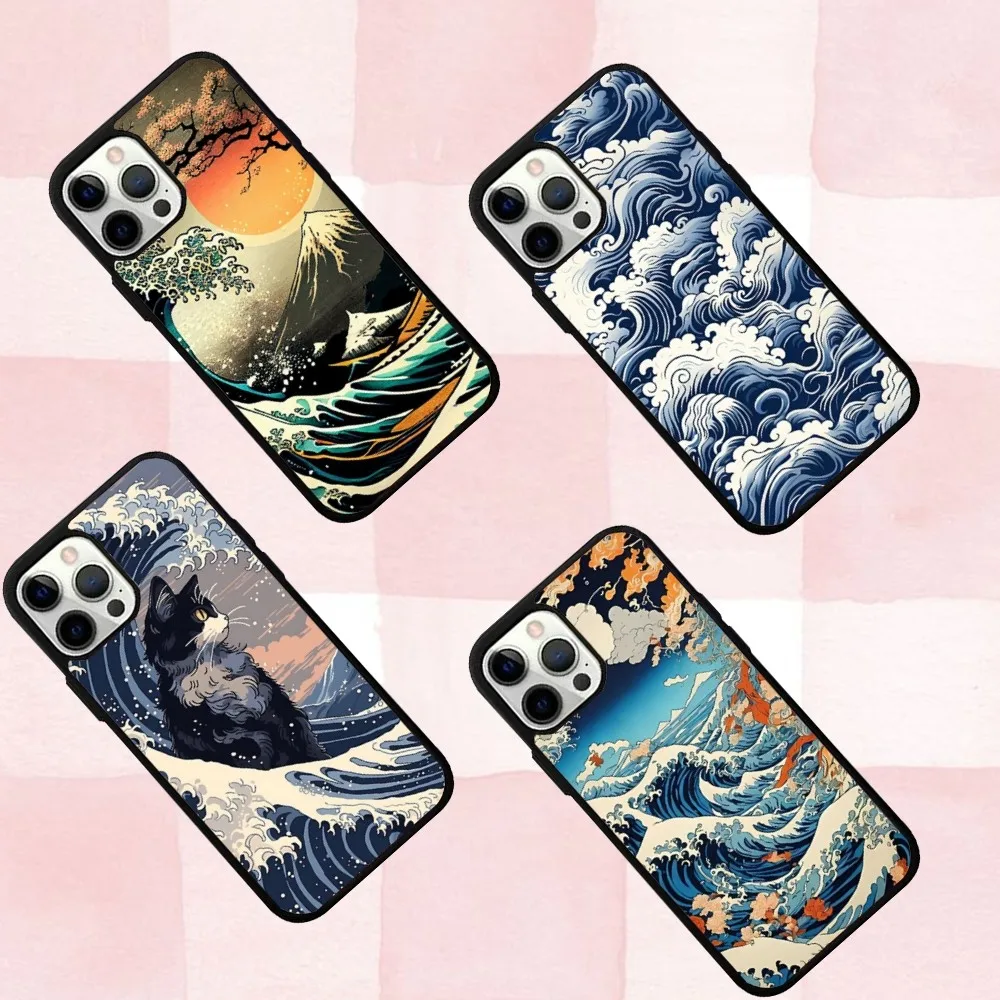 

Japan Style Ukiyo-e Phone Case For IPhone 16,se4,15,Pro,Max,Case 14,Plus,13,12,11 Magesafe Magnetic Wireless Charge Cover