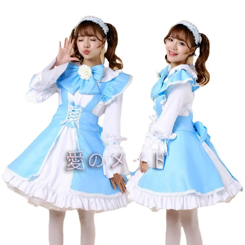 Костюм на Хэллоуин, платья горничной, японское классическое милое платье горничной с длинными рукавами, одежда горничной для косплея