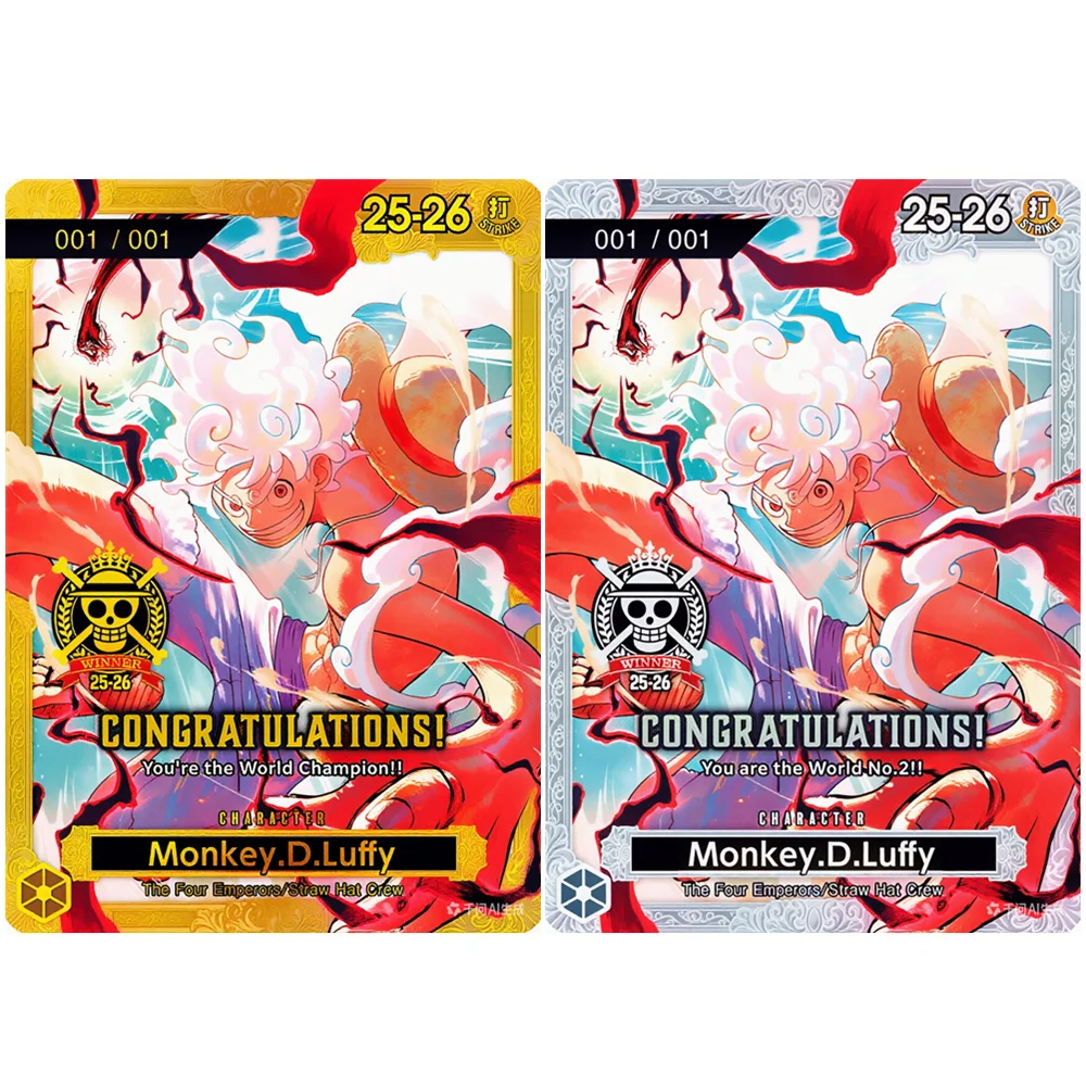 

Коллекционная карта 25-26 Proxy One Piece Card World Finals Gold Gear 5 Луффи "Ты — чемпион мира" 1/1, 1-й приз, английская версия