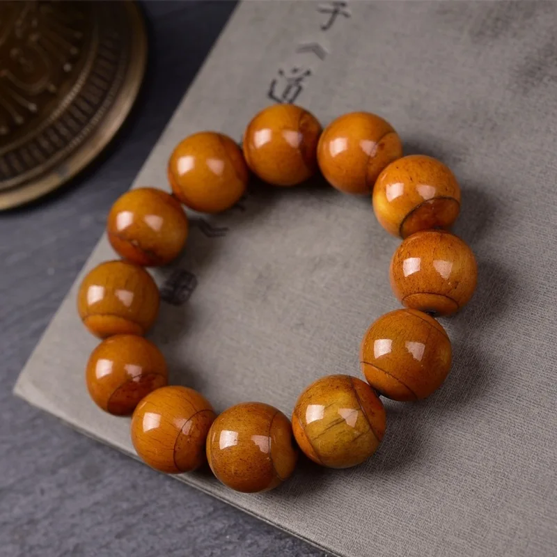 natural yak bone made from old materials, -density Tibetan-style inlaid round bead bracelet, high-quality a