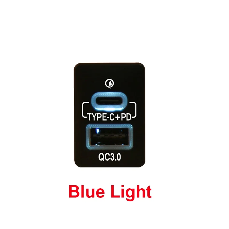 Caricabatteria da auto Blue Light QC3.0 USB TYPE-C PD doppia presa per Toyota News