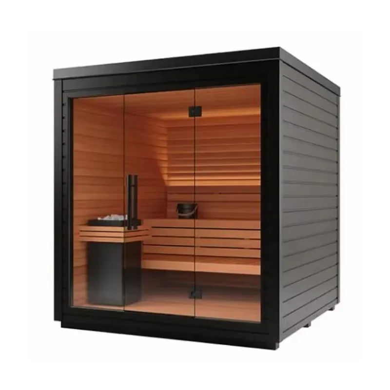 Customization 2025 Year Hot Sale Outdoor Traditional 4 Person Steam Sauna Room with Panoramic Glass Window Solid Wood Factory Su