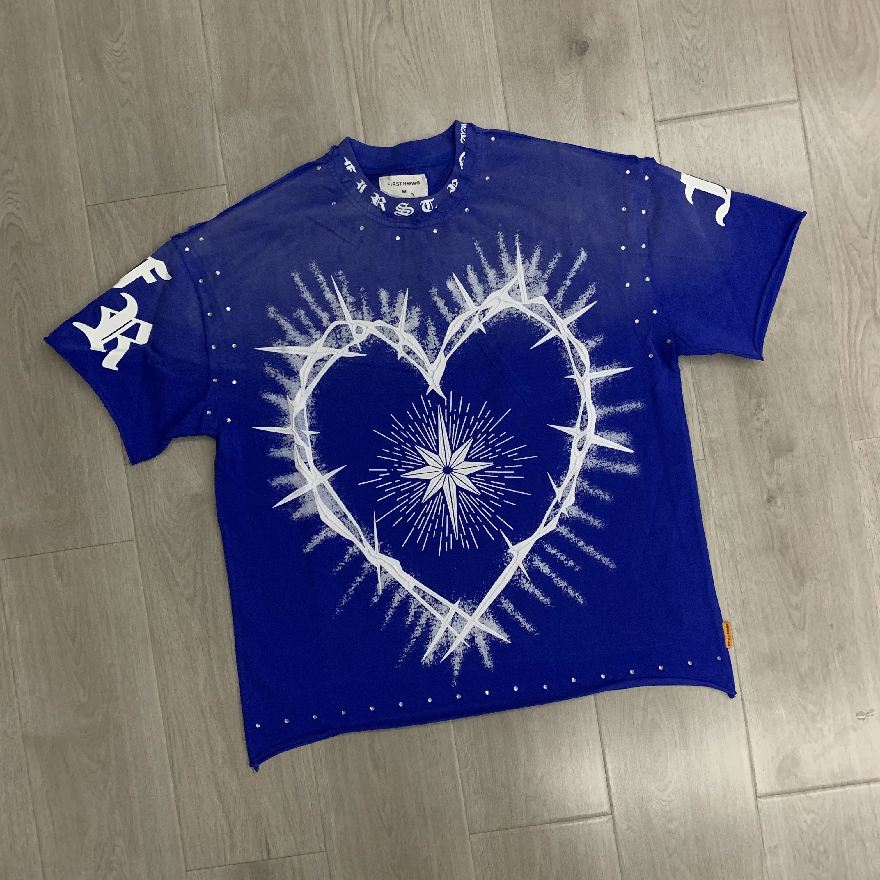 

A Sacred Vow Heart 2026ss Модная блестящая футболка с короткими рукавами и бриллиантами для мужчин и женщин, винтажные уличные футболки с круглым вырезом