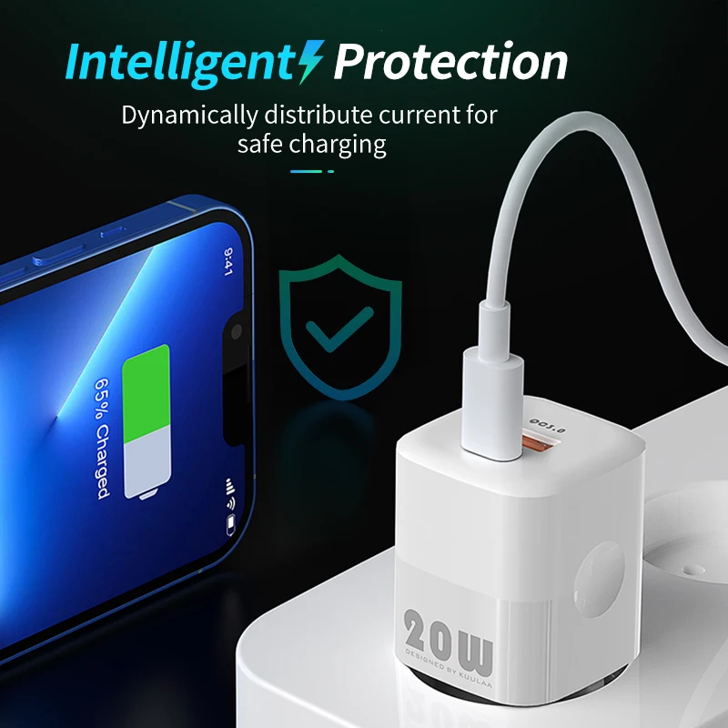 KUULAA Ładowarka USB C 20W GaN PD QC 3.0 Typ C Ładowarka USB Szybkie ładowanie do iPhone 14 13 12 11 Pro Max 7 8 Samsung iPad Air