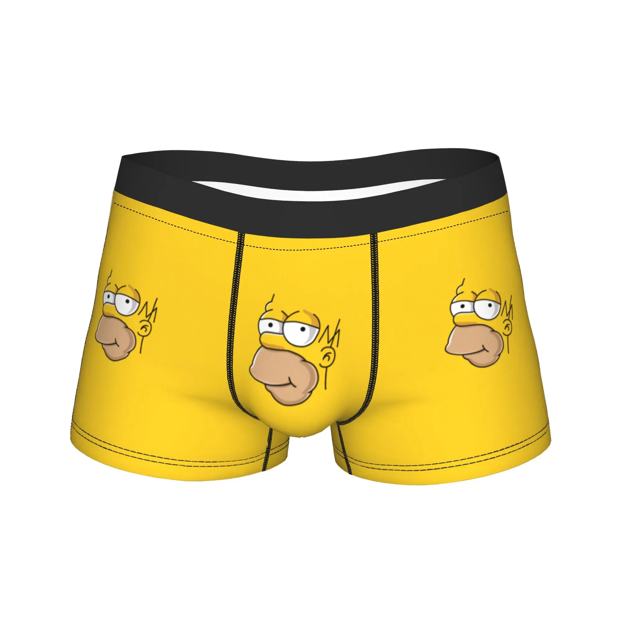 

Мужские трусы-боксеры S-Simpsons с принтом лица Гомера Симпсона, желтые, сексуальные, мягкие, с 3D-мешочком, больших размеров