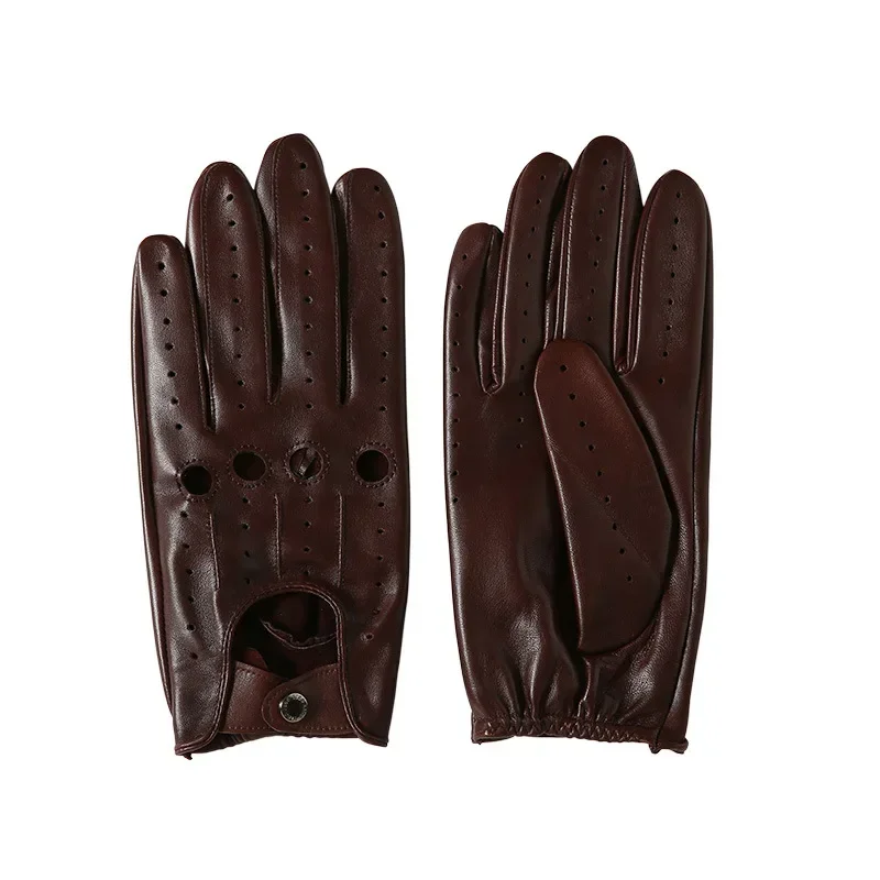 New Men\'s Outdoor Sports Riding Cycling Equipment Leather Gloves Riding Driving Full Finger Unlined Sliding Mittens Gloves