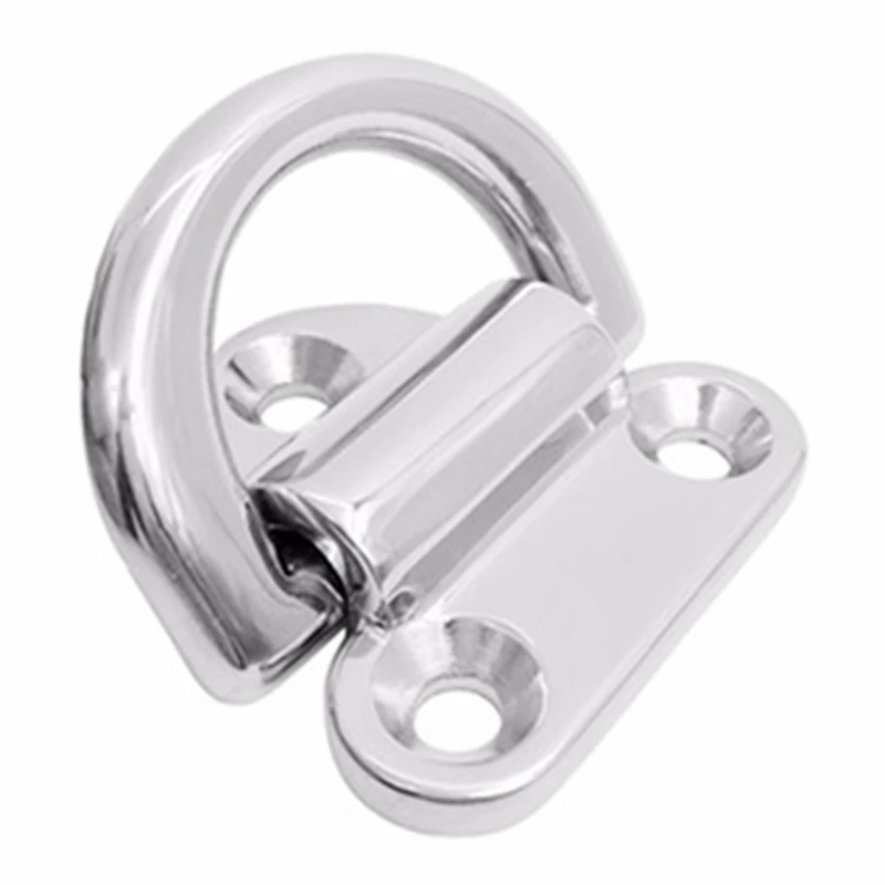 Marine Grade 316 Stainless Steel Boat Folding Pad Eye Lashing D Ring Tie Down Cleat For Yacht Motorboat For 30Mm Rope