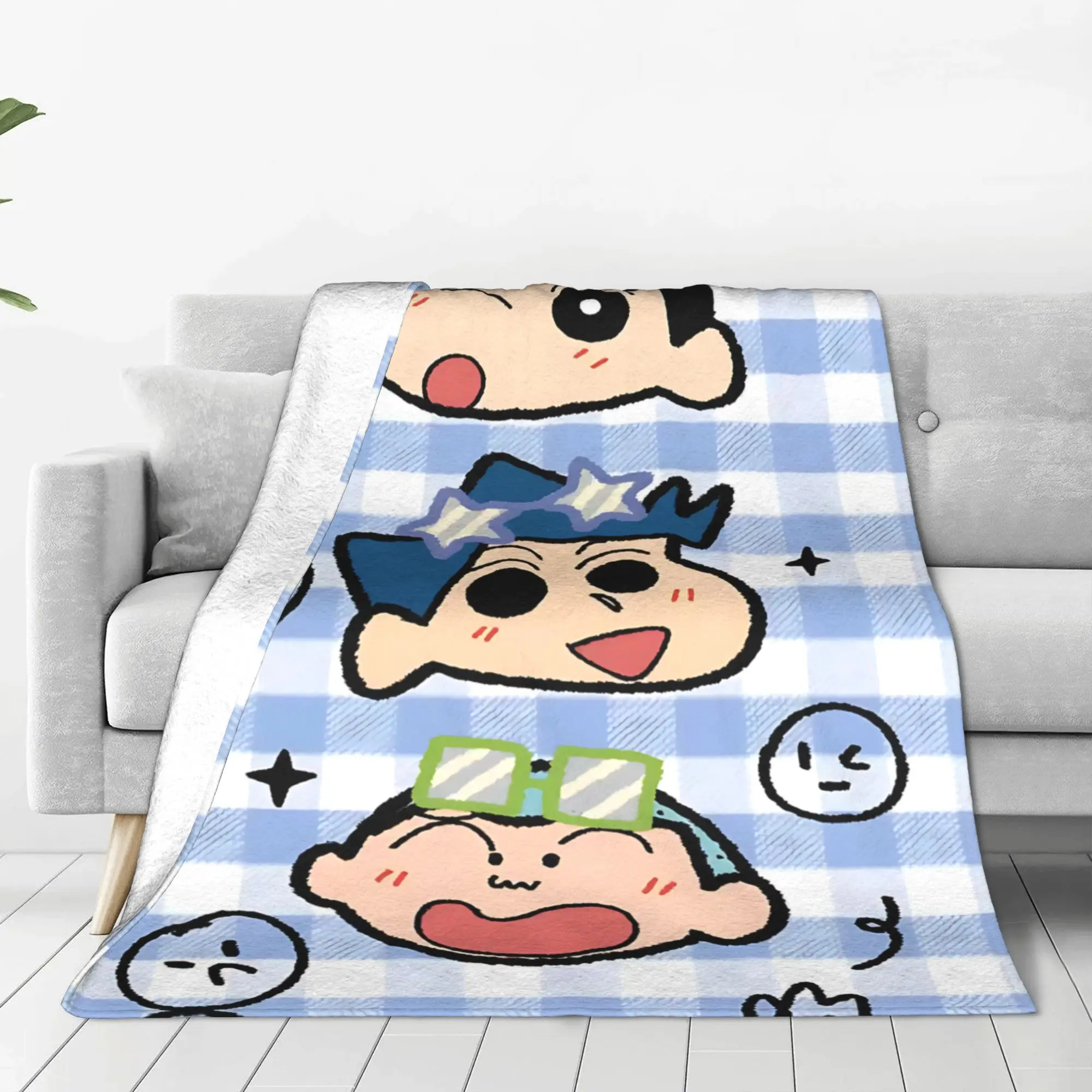 1PC home Cutecore Room Decor Crayon S Shin chan Blanket Throw Blanket  Novelty Warm Blanket All Season