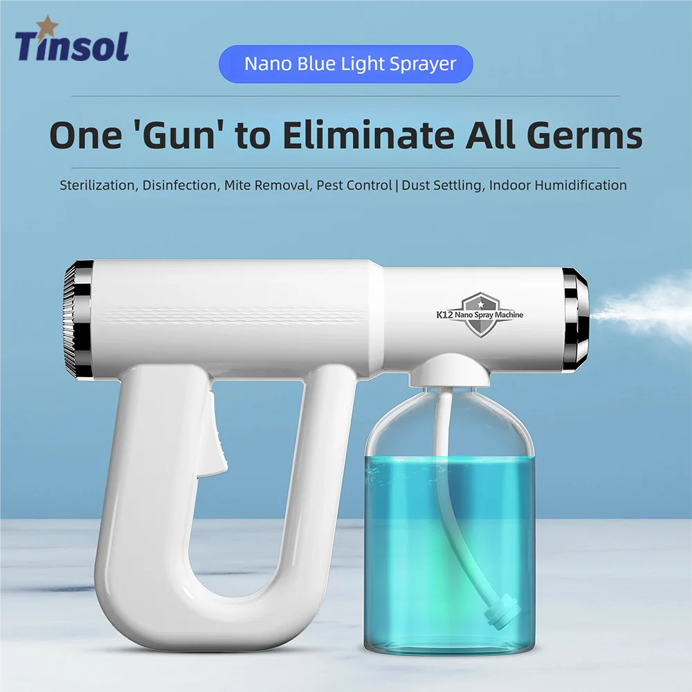 

TINSOL Nano Blue Light Disinfectant Sprayer, 300ml, USB Rechargeable Hair Styling Sprayer, Suitable for Beauty and Hair Tools