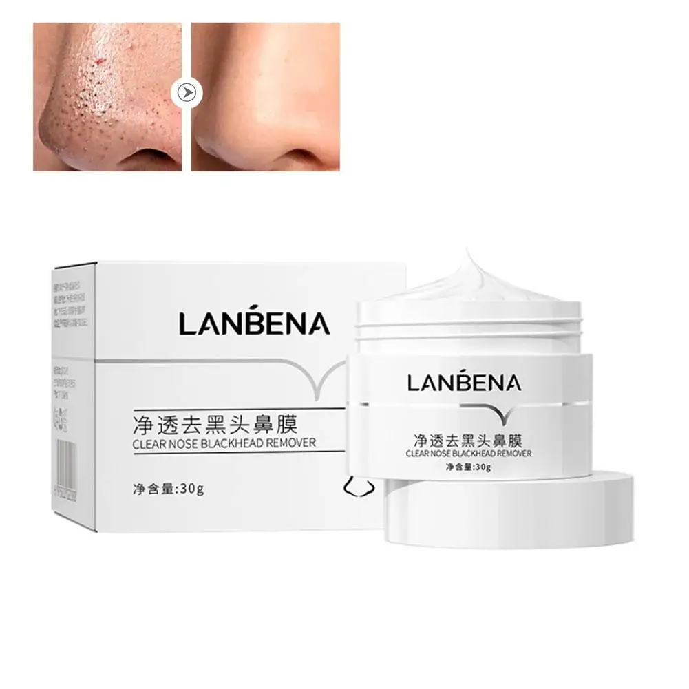 LANBENA-Kit de crema removedora de espinillas con tiras de papel para poros, limpieza de acné nasal, puntos negros, máscara de barro, máscara de cuidado de la piel