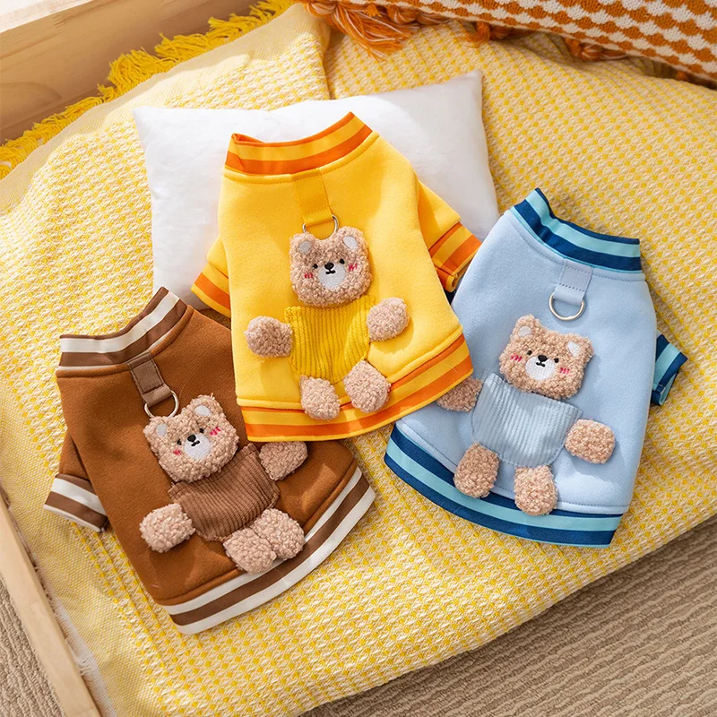 

New Korean Style Cute 3D Bear Dog Two-Legged Warm Thin Fleece Pet Teddy Dog Clothes