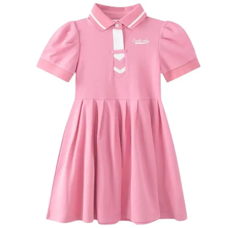 Korean version new 2024 the children\'s dress girl\'s small fragrance sweet pleated dress large children\'s princess dress 3-12Y