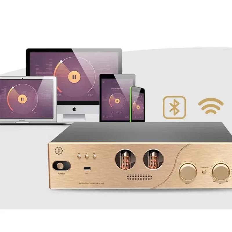MK8200 80 واط + 80 واط HIFI بلوتوث 4JC64JD6 أنبوب قبل أمبير TTC5200 أنبوب الطاقة مضخم الصوت USB ضياع فك تشغيل MP3