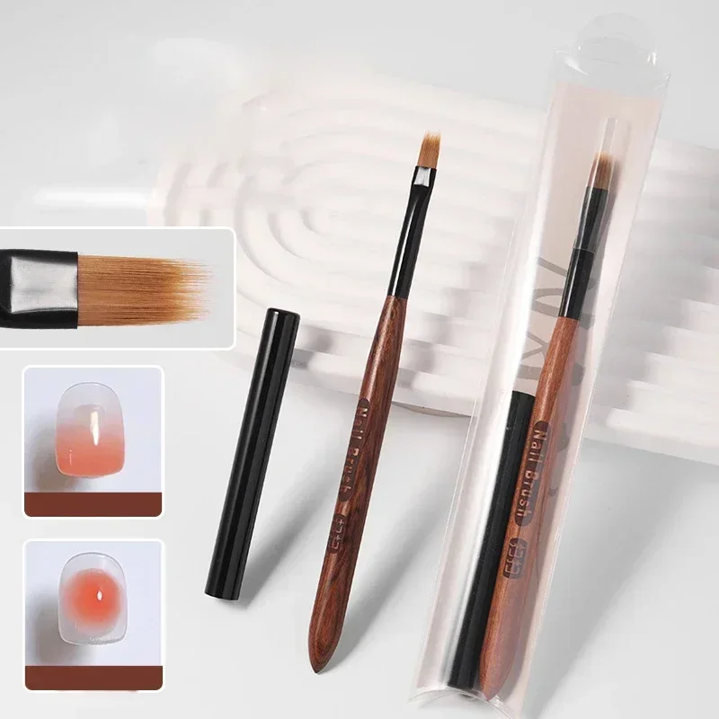 Round Wood Handle Nail Ombre Brush Nail Art Painting Pen Brush UV Gel Polish Gradient Color Acrylic Painting Nail Drawing Pen