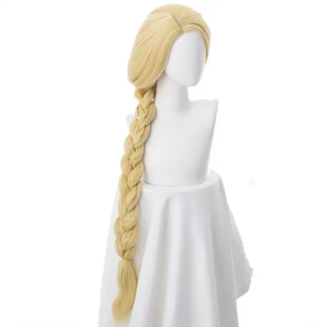 Super Long Blonde Braid Tangled Princess Rapunzel Heat Resistant Hair Cosplay Costume Wig