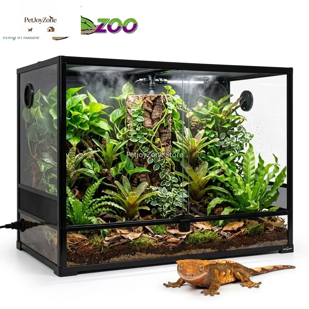 

PetJoyZone Custom Logo 120 Gallon 4x2x2 Ft Rainforest Habitat Tank Large 48''x24''x24'' Glass Reptile Terrariums For Crested