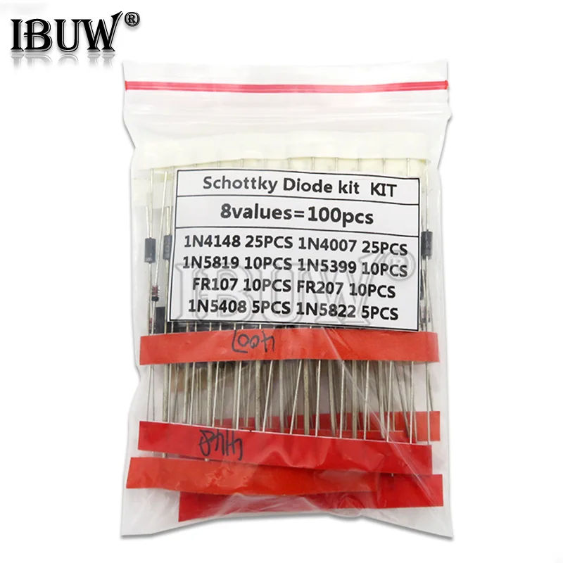 100PCS 1N5399 1N5408 1N4148 1N4007 1N5819 1N5822 FR107 FR207 Switching Diode component diy kit Diode kit original