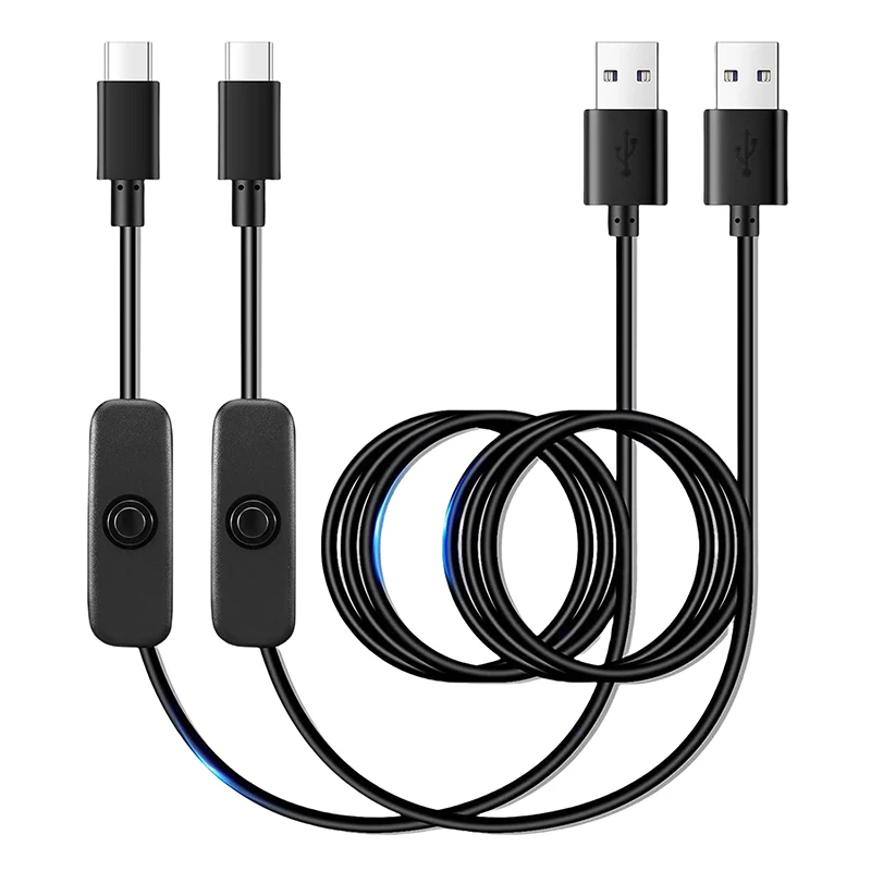 Cavo interruttore da USB a tipo C DC 5V 2A Cavo di prolunga per alimentatore Bianco Nero Linea interruttore a pulsante da USB a tipo C per ventola della lampada