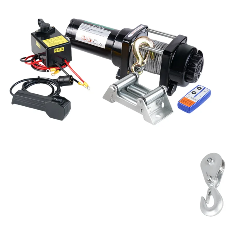 Good Quality 12v 24v Electric Mini Cable Pulling Winch With Remote Control 2000-20000lb