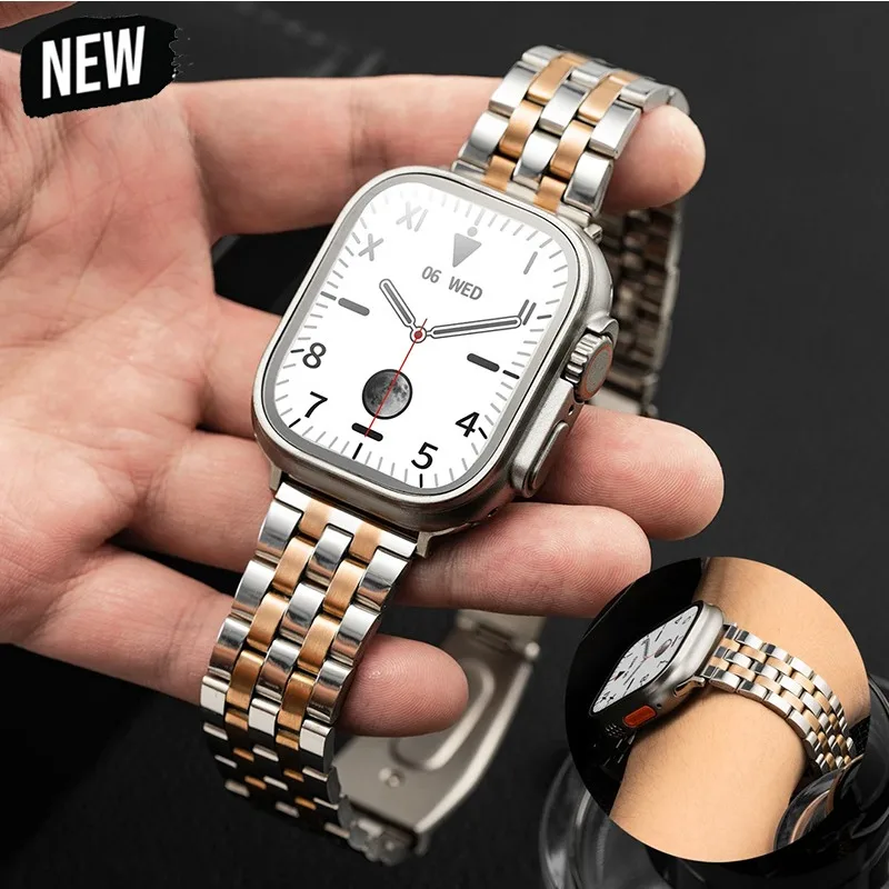 حزام معدني من الفولاذ المقاوم للصدأ لساعة أبل الترا 3/2/1 49 مللي متر 46 42 45 44 40 41 مللي متر سوار Iwatch Series11 10 9 8 7 6 SE 5 #1