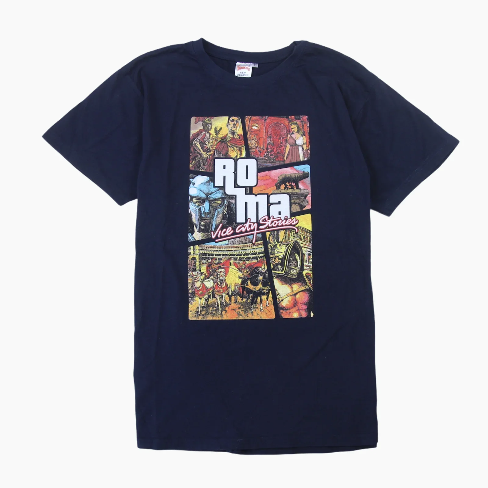 Roma Vice City Stories Rome Italy Mens Tourist T Shirt XL Slim Tee GTA Navy Blue