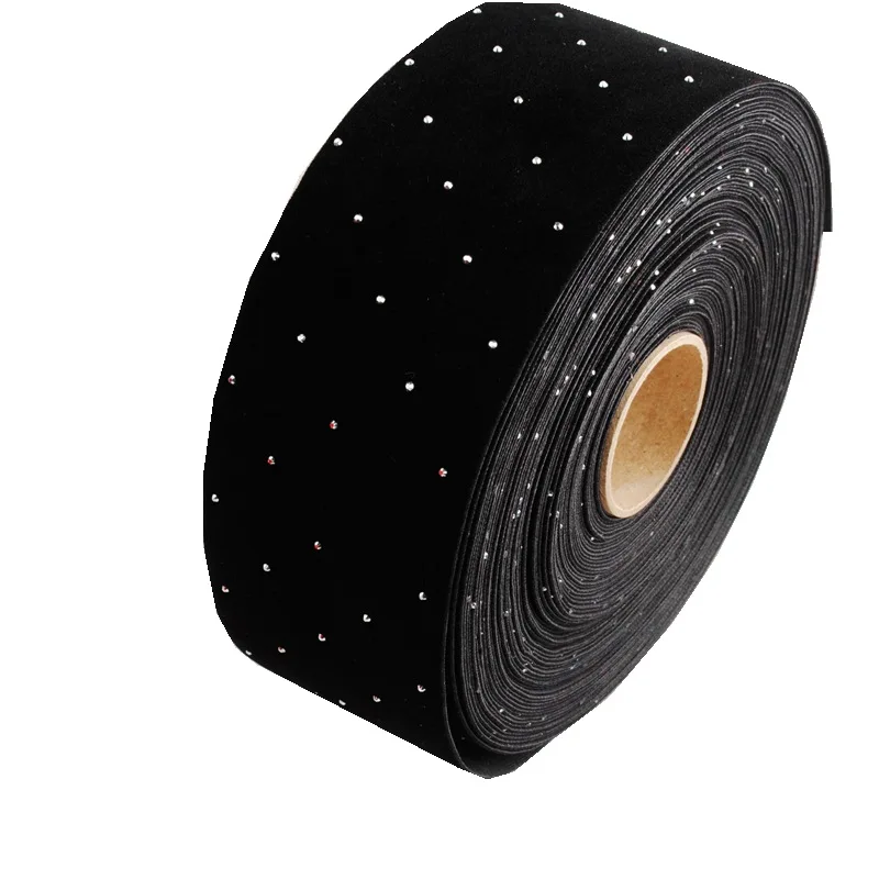6cm 20 Meters Thick Velvet Diamond Ribbon Cloth Fabric Embroidery Beads Tape For DIY Hair Bow Wedding Decoration