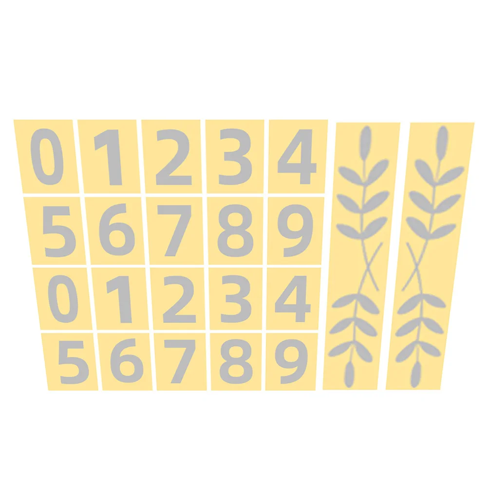 

4 set Reflective Mailbox Numbers Stickers Silver 3 Inch 0 9 75x48mm Leaf 225x39mm PVC Waterproof Adhesive Door Sign for Bin