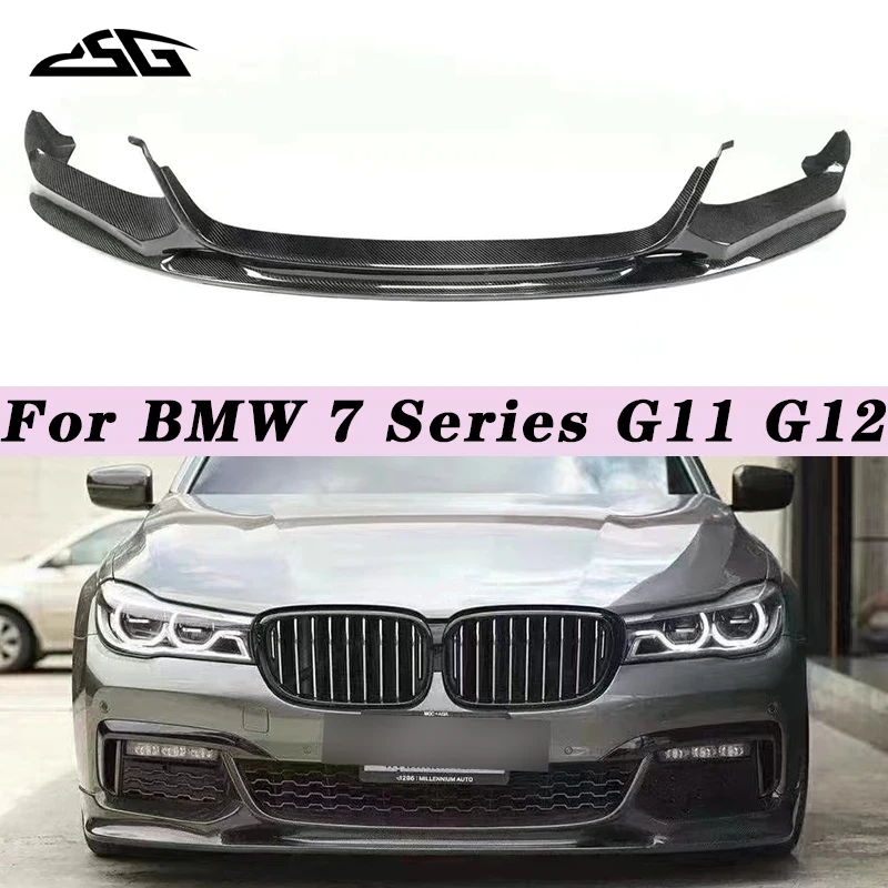 Car Front Bumper Lip Chin Spoiler Splitter For BMW 7 Series G11 G12 2016-2019 Carbon Fiber Front Lip Diffuser Body Kit