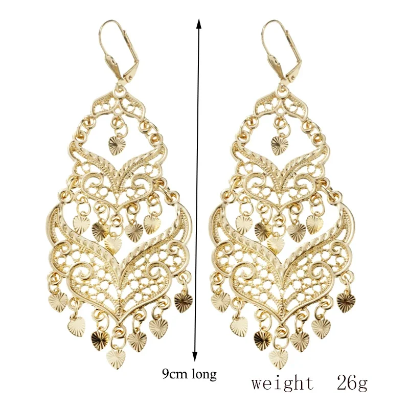 Turkish Rose Stone Moon Earrings New French Crochet Women\'s Earrings Arabian Designer Gold Color Jewelry Drop Earrings