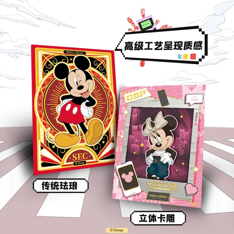 Tarjeta coleccionable conmemorativa de Mickey Mouse Adventure auténtica de Disney, tarjeta rara de esmalte rojo y dorado de Mickey Mouse Minnie