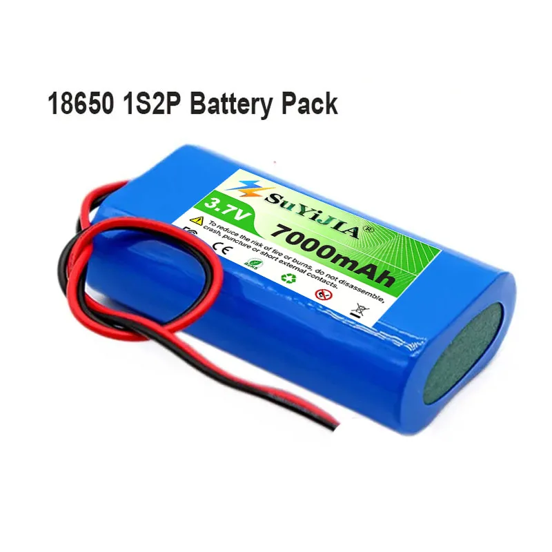 1S2P 18650 Rechargeable Li-ion Battery Pack 3.7V 7000mA  Built-in BMS for RC Helicopter Power Tool Backup Battery