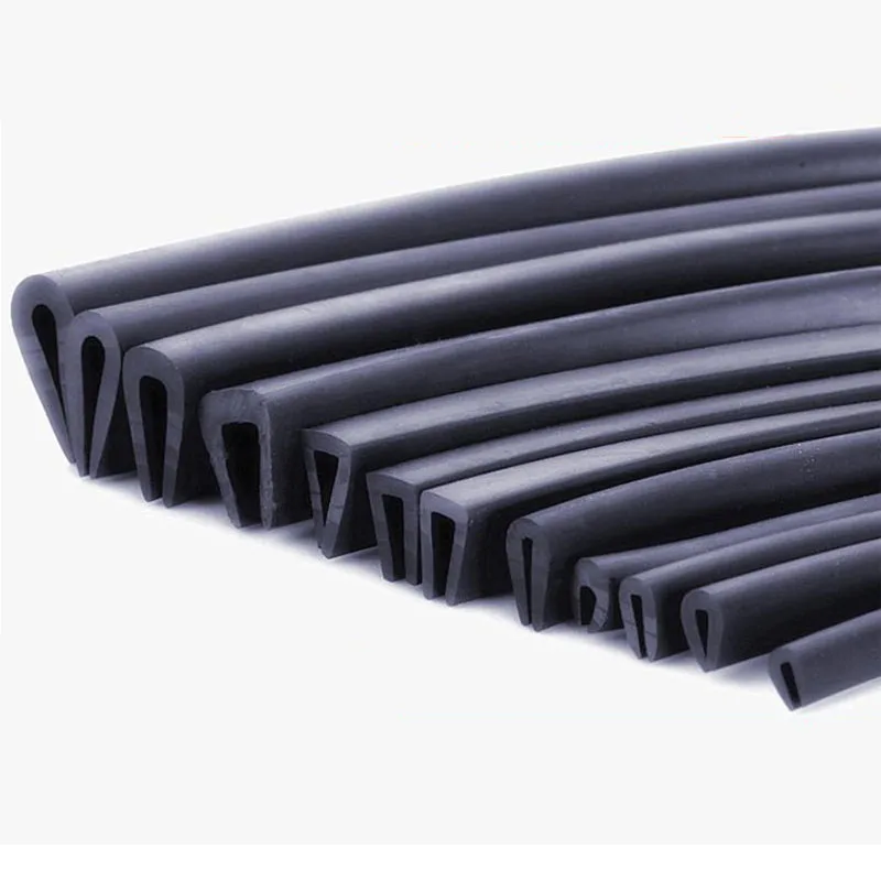 1/5M Black Rubber Edging Sealing Strip U-Shaped Section Seal Edge Shield For Glass Steel Plate Strips