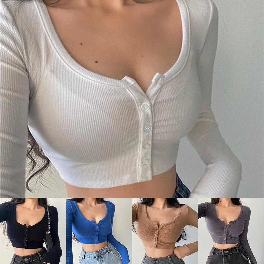 Bluzka codzienna na co dzień Bluzka z długim rękawem Bluzki z dekoltem w serek o kroju slim Casualowy styl Regularna długość Na co dzień na wyjście