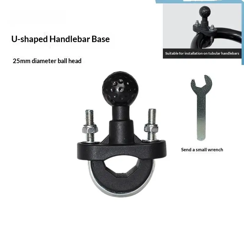 1Pcs 25mm U Bolt Mount Base Kit Ball Clamp Bracket Motorcycle Handlebar Accessory For Motorbike Phone Holder Easy Install