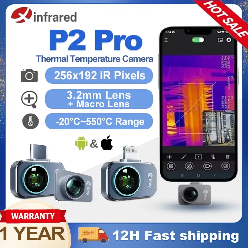 InfiRay Xinfrared P2 Pro 열화상 카메라, 휴대폰 PCB 회로 산업용 가열 테스트, 적외선 야간 투시경, 열화상 카메라 Go P2