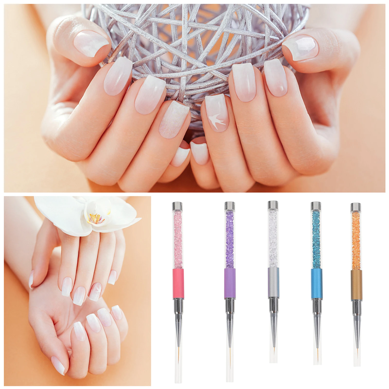 

5pcs Art Brush Set Manicure Drawing Pens Fiber Tools ABS Metal Lightweight Home Manicure Drawing Tool Salon DIY Use