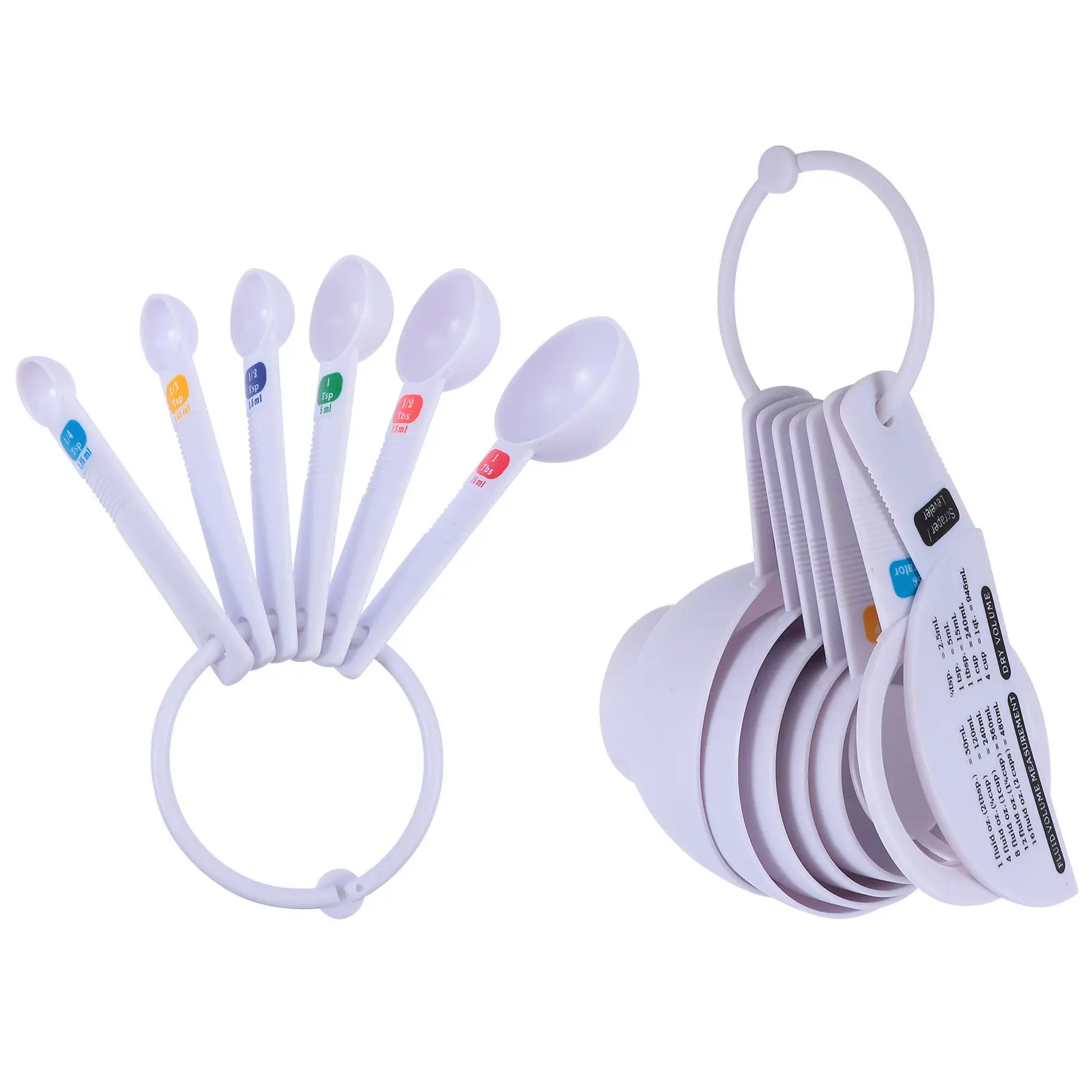 

13Pcs Measuring Cups and Spoons Set Convenient Tail Ring Storage Comfortable Handle Lightweight Simple Baking Accessories
