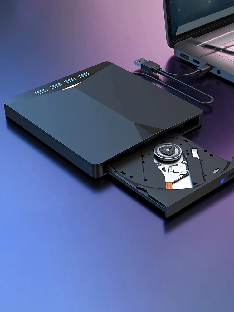7 In 1 USB3.0 Type-C External CD DVD RW Optical Drive High-Speed Plug-and-Play for Windows 11/10/8/7/Linux/ OS