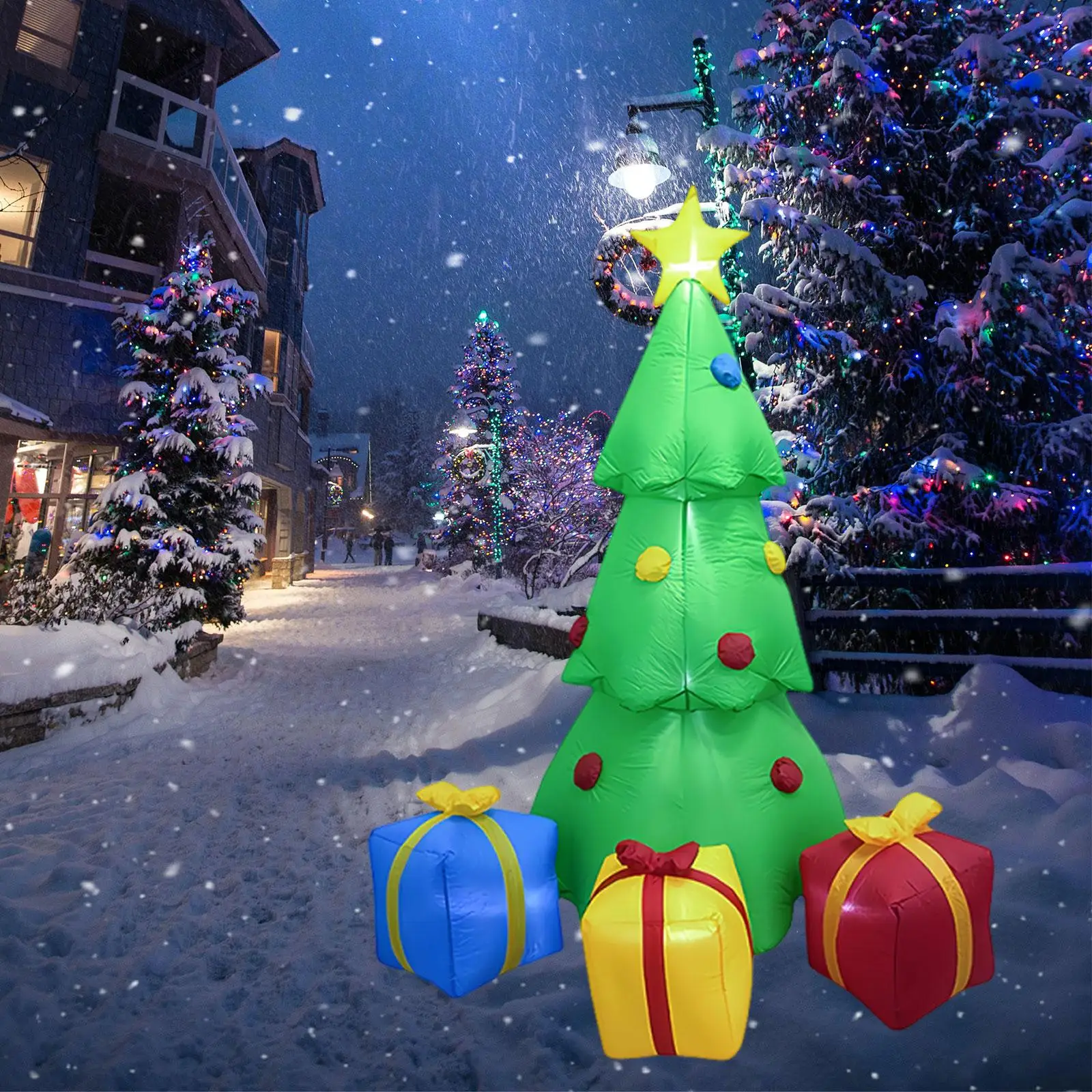 7 ft Christmas Tree Inflatable Decor Ornament, Gift, Cute Novelty with Light Giant Xmas Inflatable Tree for Courtyard, Lawn