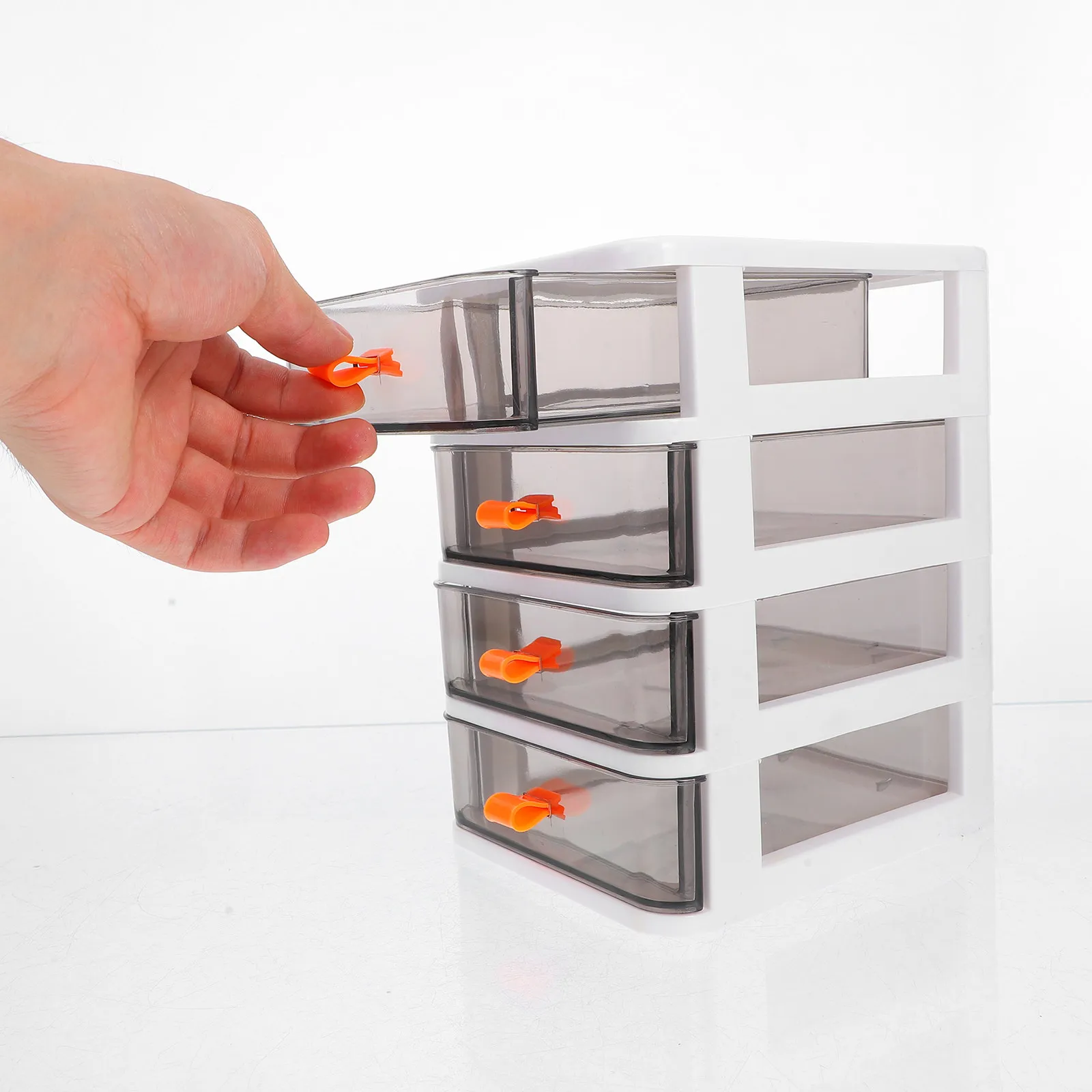 Transparent Multi-Layer Plastic Drawer Organizer 4-Layer Stackable Storage Cabinet for Desk Office Stationery Makeup Small Items