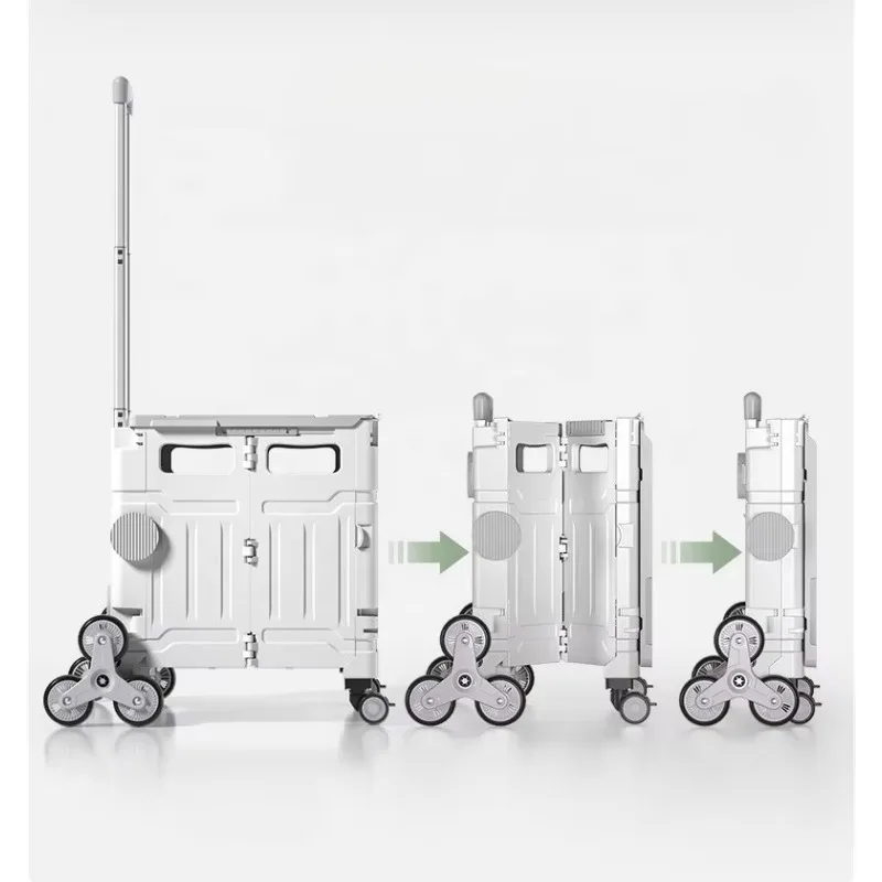 

Wholesale Eight-wheel Supermarket Trolley Multipurpose Folding Plastic Grocery Mini Foldable Shopping Cart