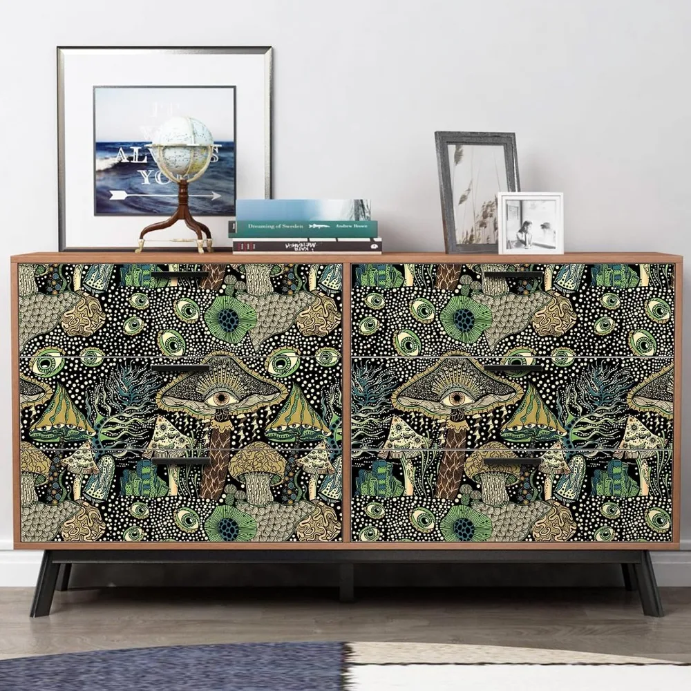 ورق جدران قابل للتقشير واللصق بتصميم فطر بوهو زهري - ذاتي اللصق لغرفة النوم والحمام، بطول 17.7 بوصة × 98.4 قدم