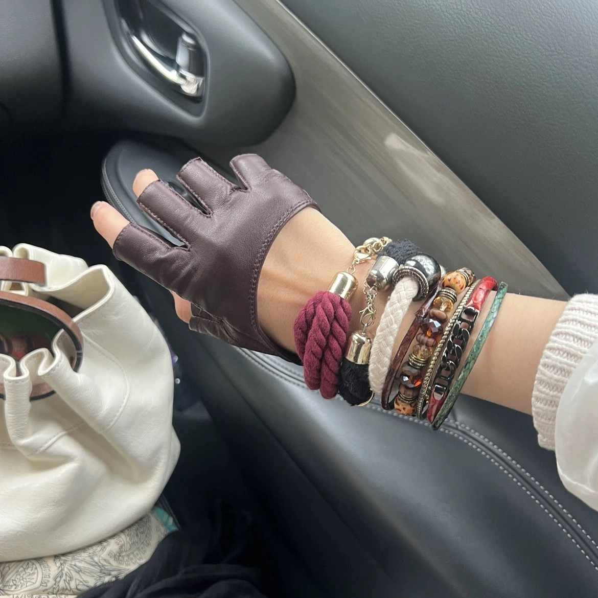 

Women's Fashionable Leather Gloves Exposed Fingers Men's Five finger split Finger And Half Finger Gloves Single Sheepskin Gloves