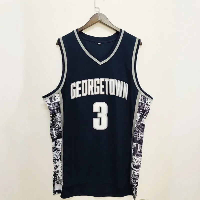 

Basketball Jersey Shirt Men 3 Iverson Georgetown Hoyas Athletic Sports Embroidery High Street Hip Hop Breathable Sportswear