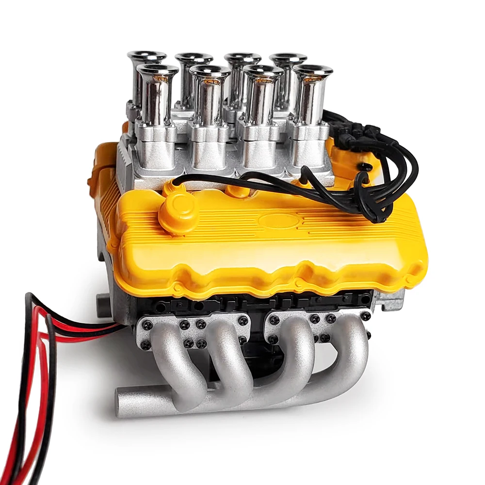 YEAHRUN 60*67 มม.จําลอง V8 เครื่องยนต์พัดลมหม้อน้ํา STACK-ประเภทฉีดโดยตรง Air Intake สําหรับ 1/10 TRX-4 TRX4 RC crawler รถ