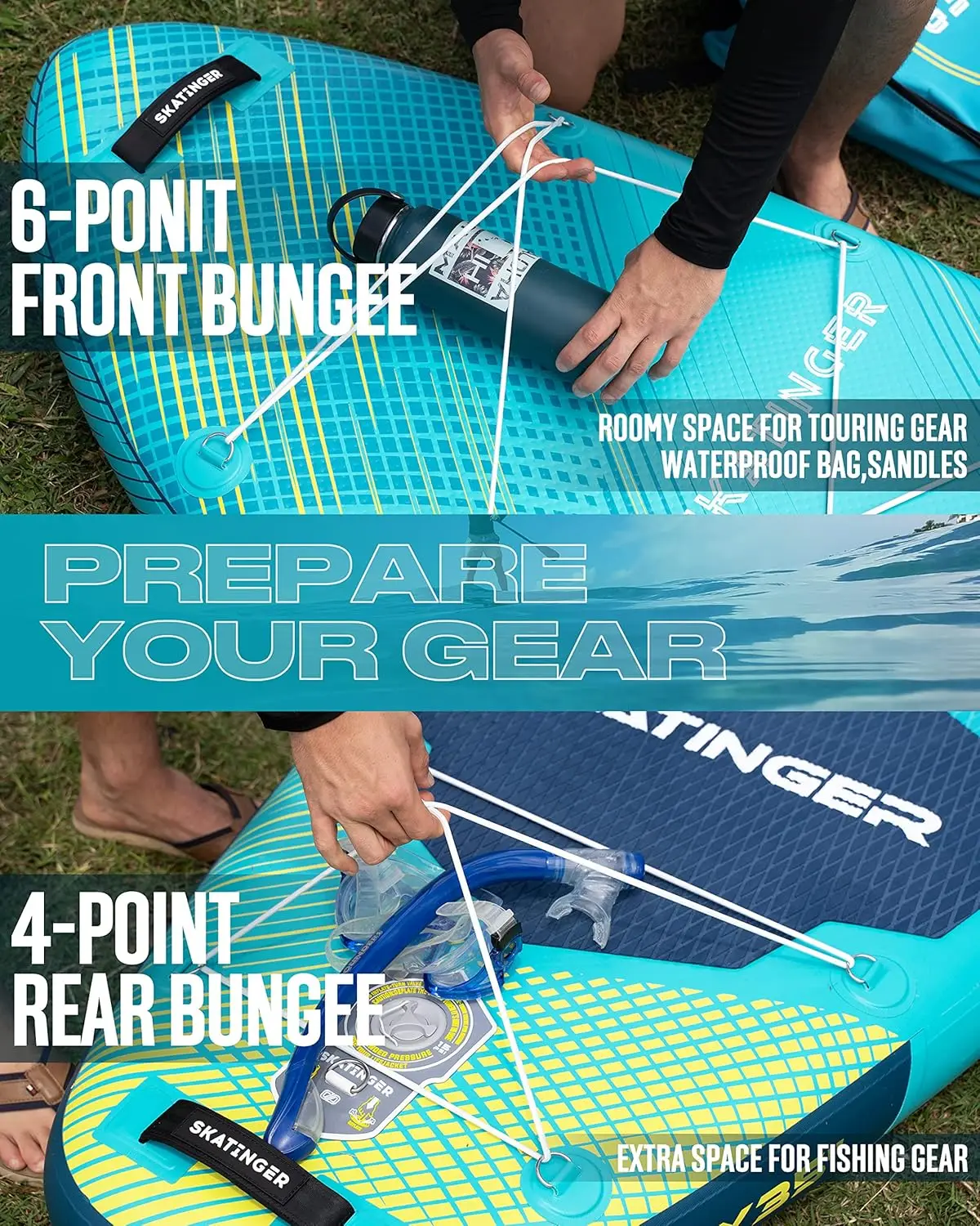 11'6×35" superbreites aufblasbares Paddleboard, ultrastabile Stand-Up-Paddleboards für 450 Pfund/3 Personen/Familien/große Größe mit Schulterstärke