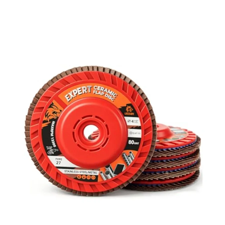 Expert Ceramic Flap Disc 4 1/2 for Angle Grinder, Grit Type 27 Flap Sanding Disc, High Density Trimmable Grinding Wheels for St